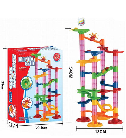 Buntes Kugelbahn-Baustein-Turm-Spielset