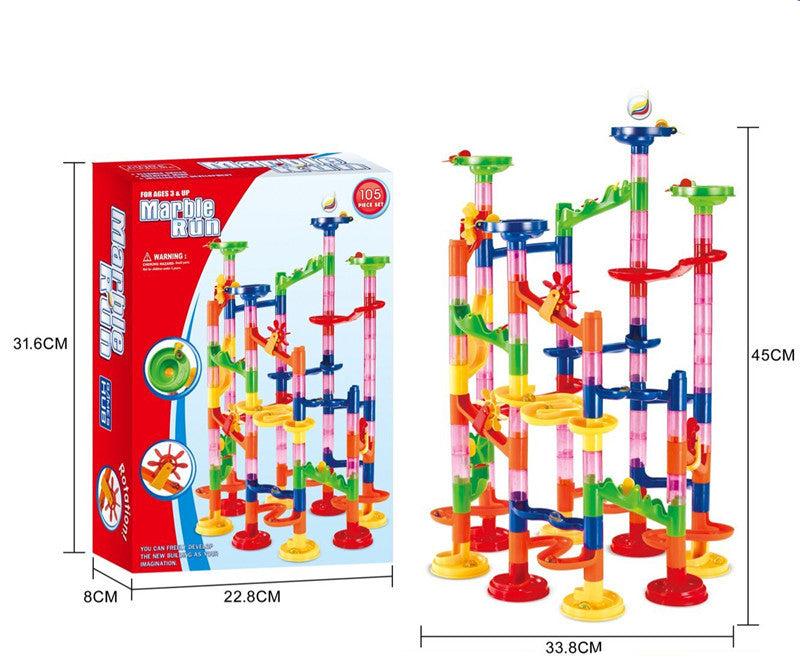 Buntes Kugelbahn-Baustein-Turm-Spielset