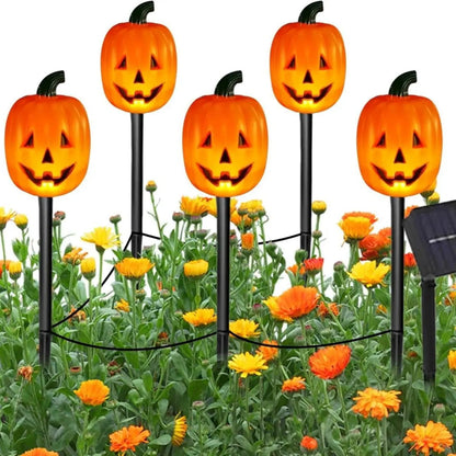 Spooky Solar Powered Pumpkin Ghost Decoration Set
