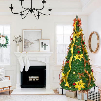 Easy Set Up Folding Pre Lit Christmas Tree 6FT