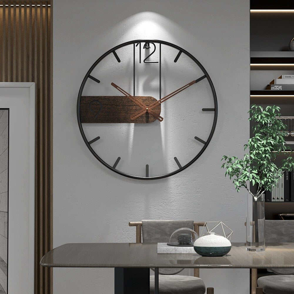 Stylish Wooden Wall Clock - Quiet Modern Home Decor - Halri