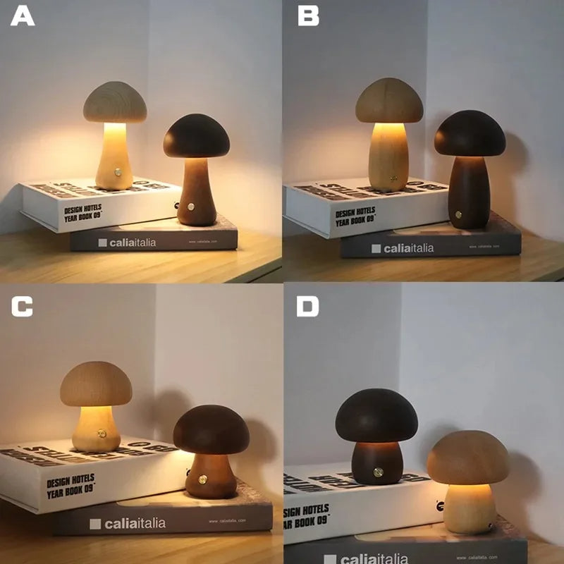 Pilz-Tischlampe mit sanftem Licht