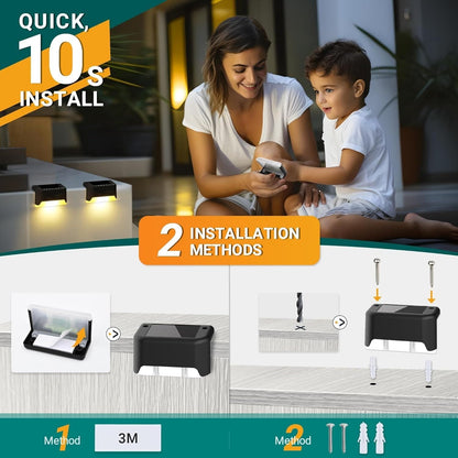 4 Pack Premium Solar Deck Lights – Outdoor, Wireless Installation, Waterproof (IP44), Durable ABS Material