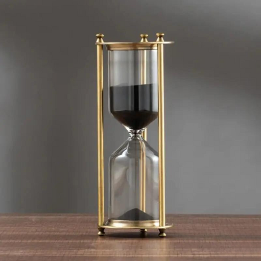 Vintage Brass Hourglass with Purple Sand - Halri