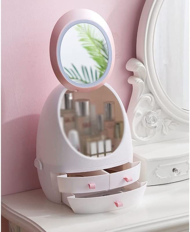 Travel Compact LED Makeup Mirror Organizer Case