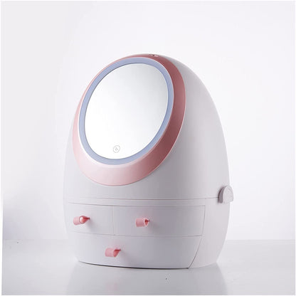Travel Compact LED Makeup Mirror Organizer Case