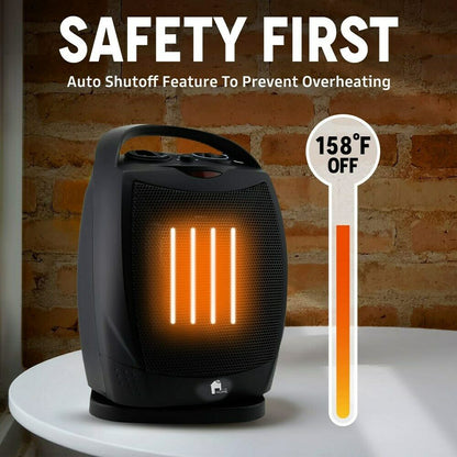Compact Quiet Heating Fan with Thermostat