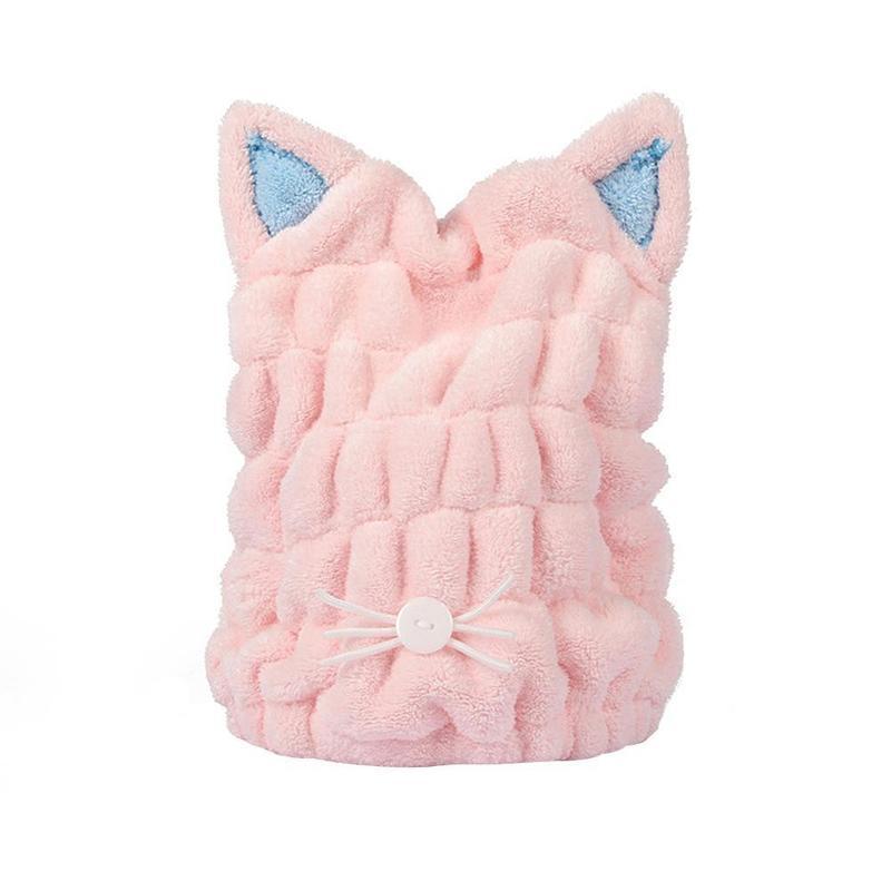 Niedlicher Katzen-Bade-Turban aus Mikrofaser mit Kapuze 
