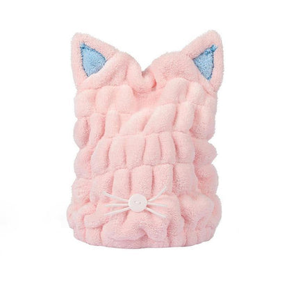 Niedlicher Katzen-Bade-Turban aus Mikrofaser mit Kapuze 