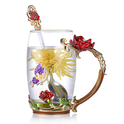 Wunderschönes florales Teeservice mit Löffel