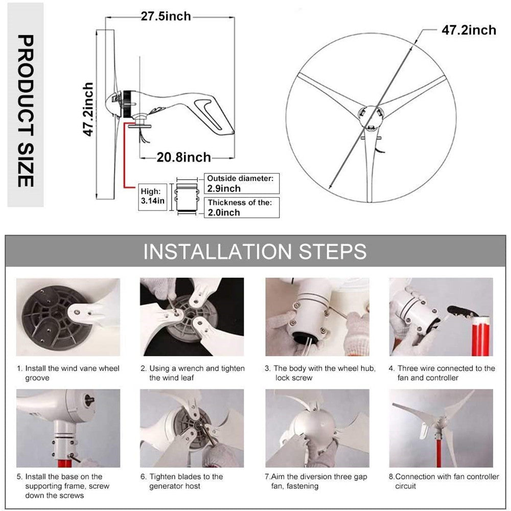 High Efficiency 8 Blade Residential Wind Power Generator