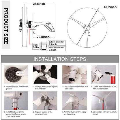 High Efficiency 8 Blade Residential Wind Power Generator