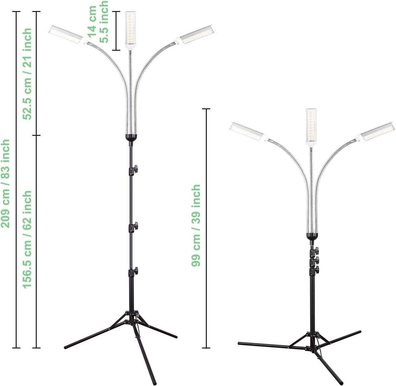 Tall LED Triple Head Grow Light for Indoor Plants