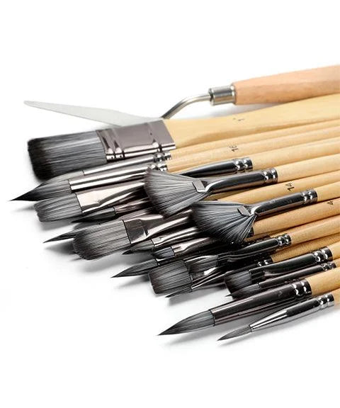 Ultimate 24-Piece Art Brush Set for Acrylic Oil Watercolor