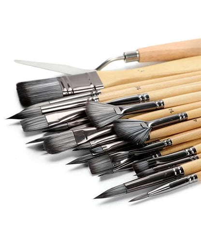 Ultimate 24-Piece Art Brush Set for Acrylic Oil Watercolor
