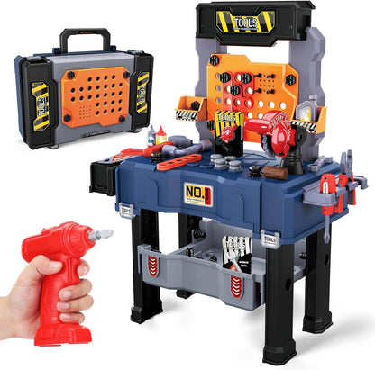 65 Piece Kids Workshop Tool Set with Play Drill - Halri