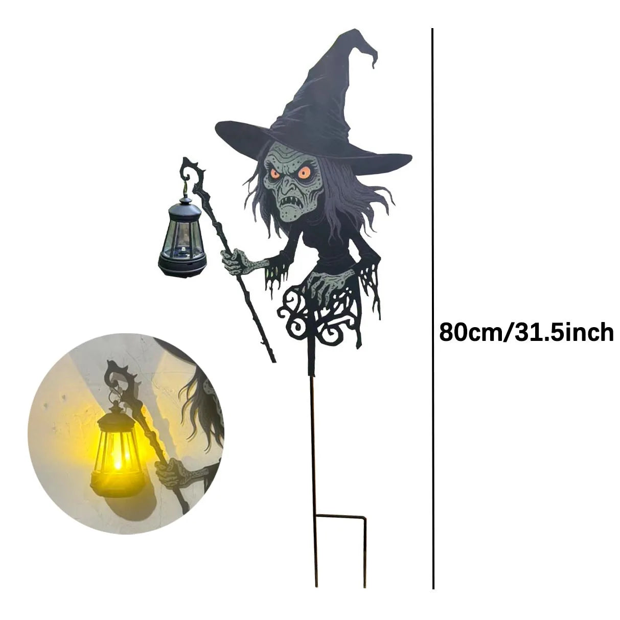 Spooky Witch Figurine with Colorful LED Light