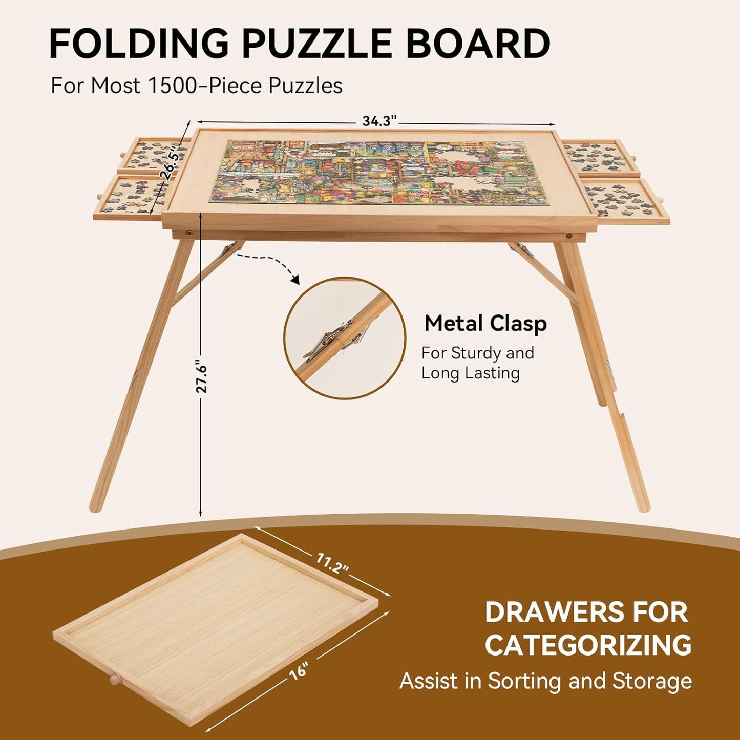 Space Saving Puzzle Desk with Storage