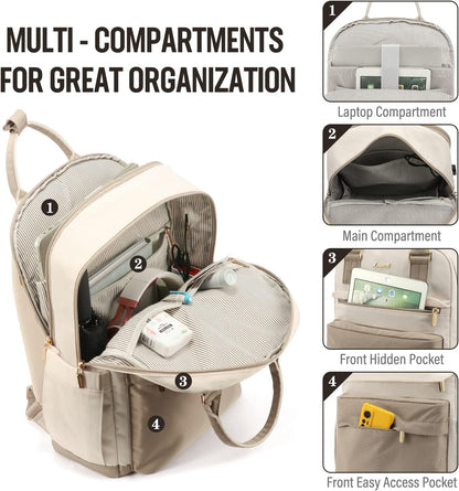 Waterproof Laptop Backpack for Women with USB Charger - Halri