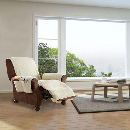 Plush Recliner Slipcover with Storage Pockets