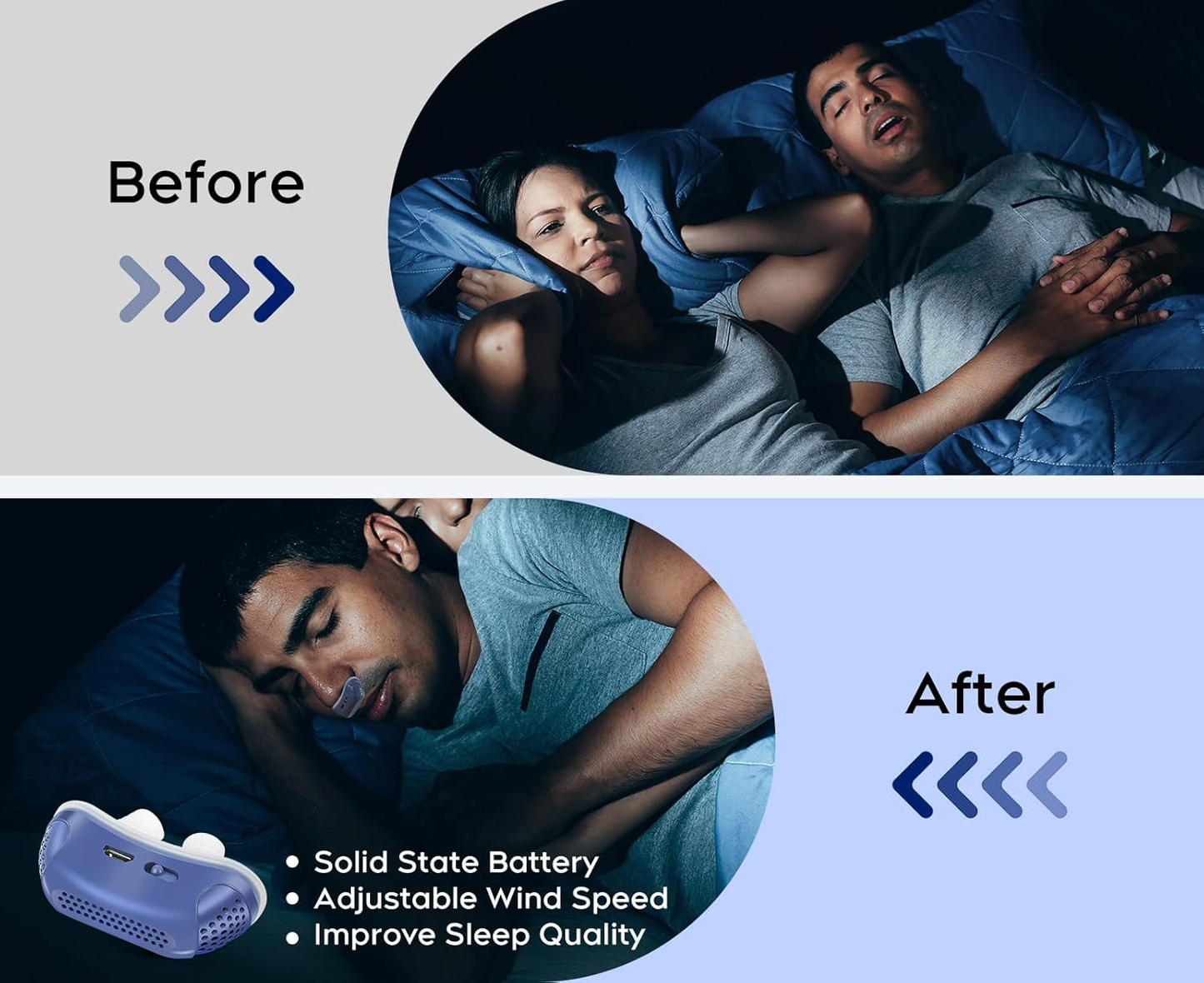 Quiet Sleep Apnea Relief Nighttime Breathing Aid Device