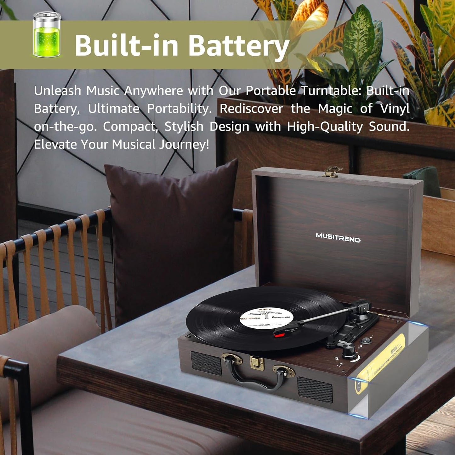 Retro Suitcase Design Portable Vinyl Record Player