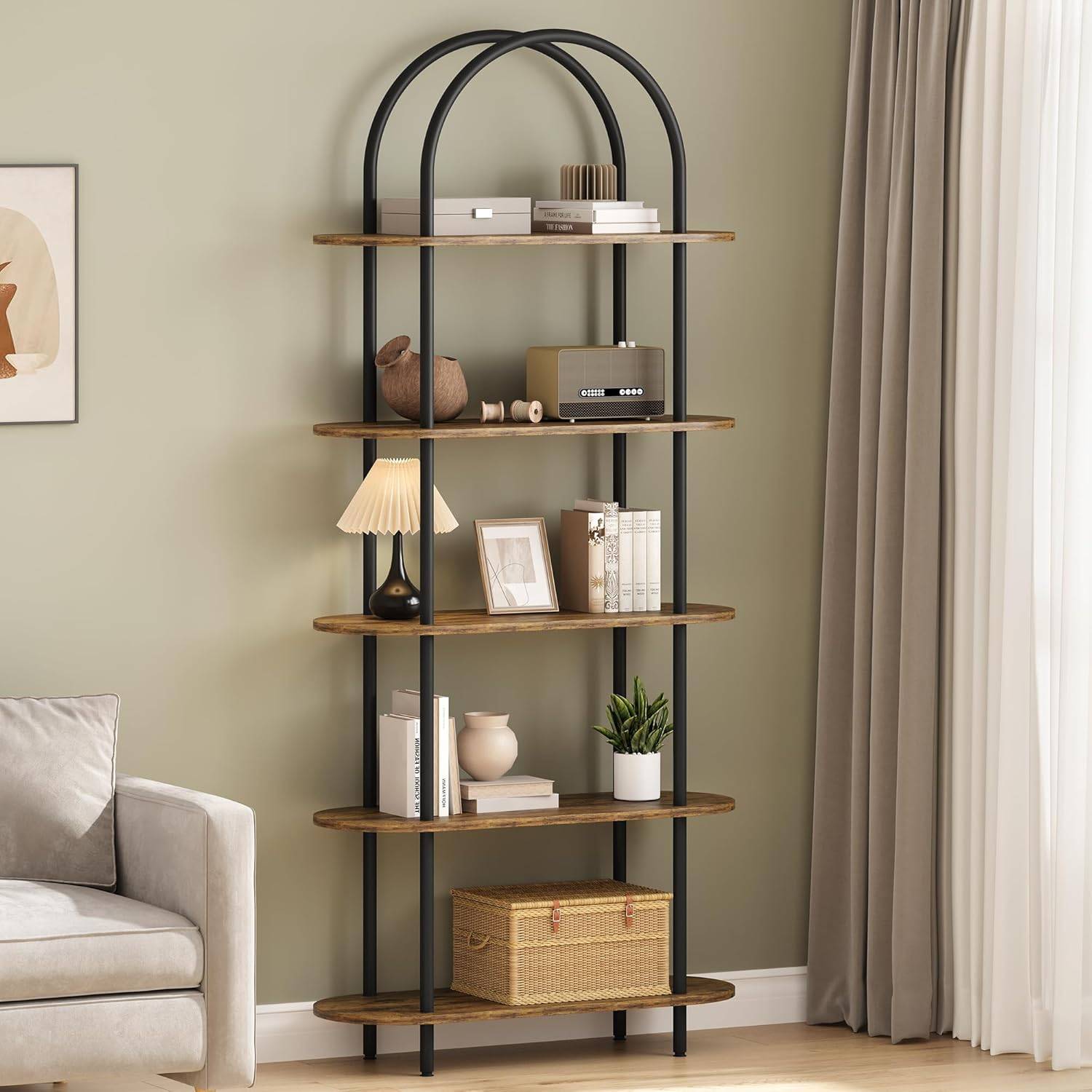 Curved Wooden Book Shelf - Halri