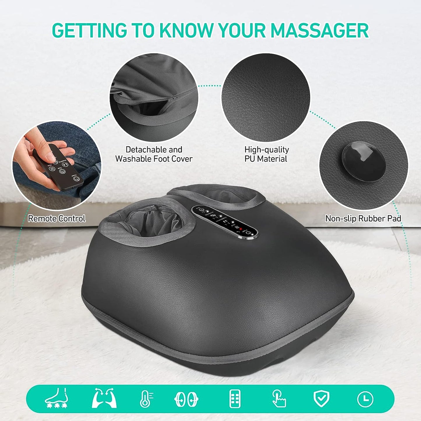 Electric Foot Massager with Heat and Vibration Therapy