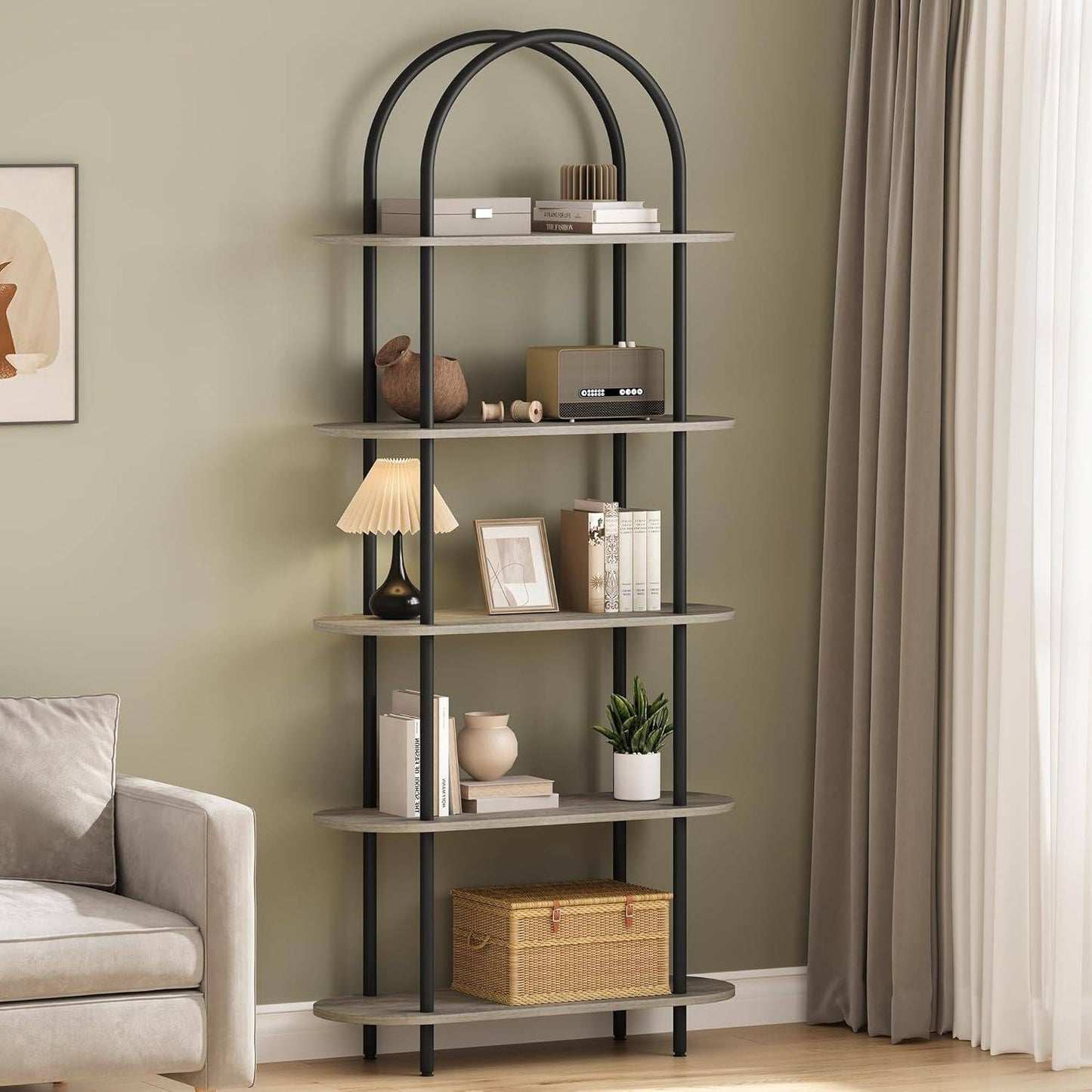 Curved Wooden Book Shelf