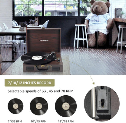 Retro Classic Suitcase Turntable Vinyl Player