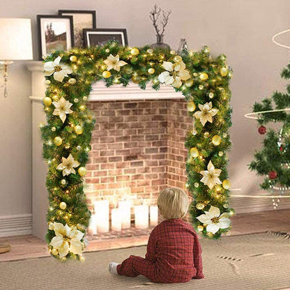 Deluxe LED Outdoor Stair Christmas Garland 9 Feet Long