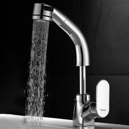 Stylish Brass Bathroom Faucet with Pull Down Lever Handle - Halri