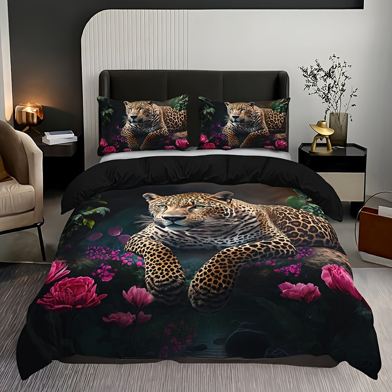 Wunderschönes 3-teiliges Bettwäscheset mit Blumen- und Tiermotiven