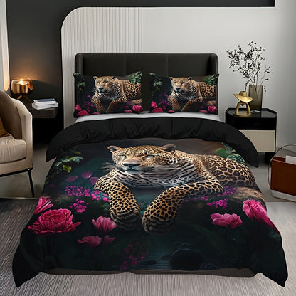 Wunderschönes 3-teiliges Bettwäscheset mit Blumen- und Tiermotiven