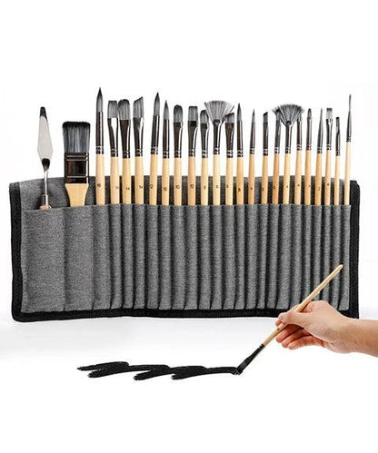 Ultimate 24-Piece Art Brush Set for Acrylic Oil Watercolor - Halri