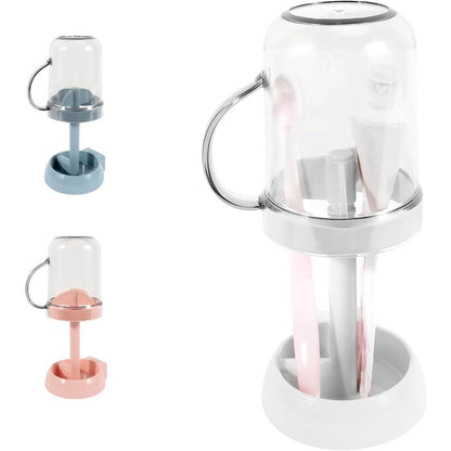 Zahnbürstenhalter mit Deckel und Spülbecher fürs Badezimmer