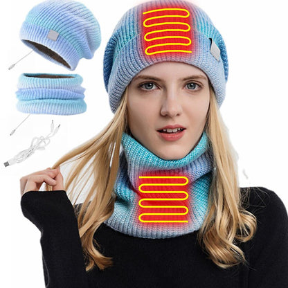 Warm Reversible USB Heated Beanie and Scarf Set