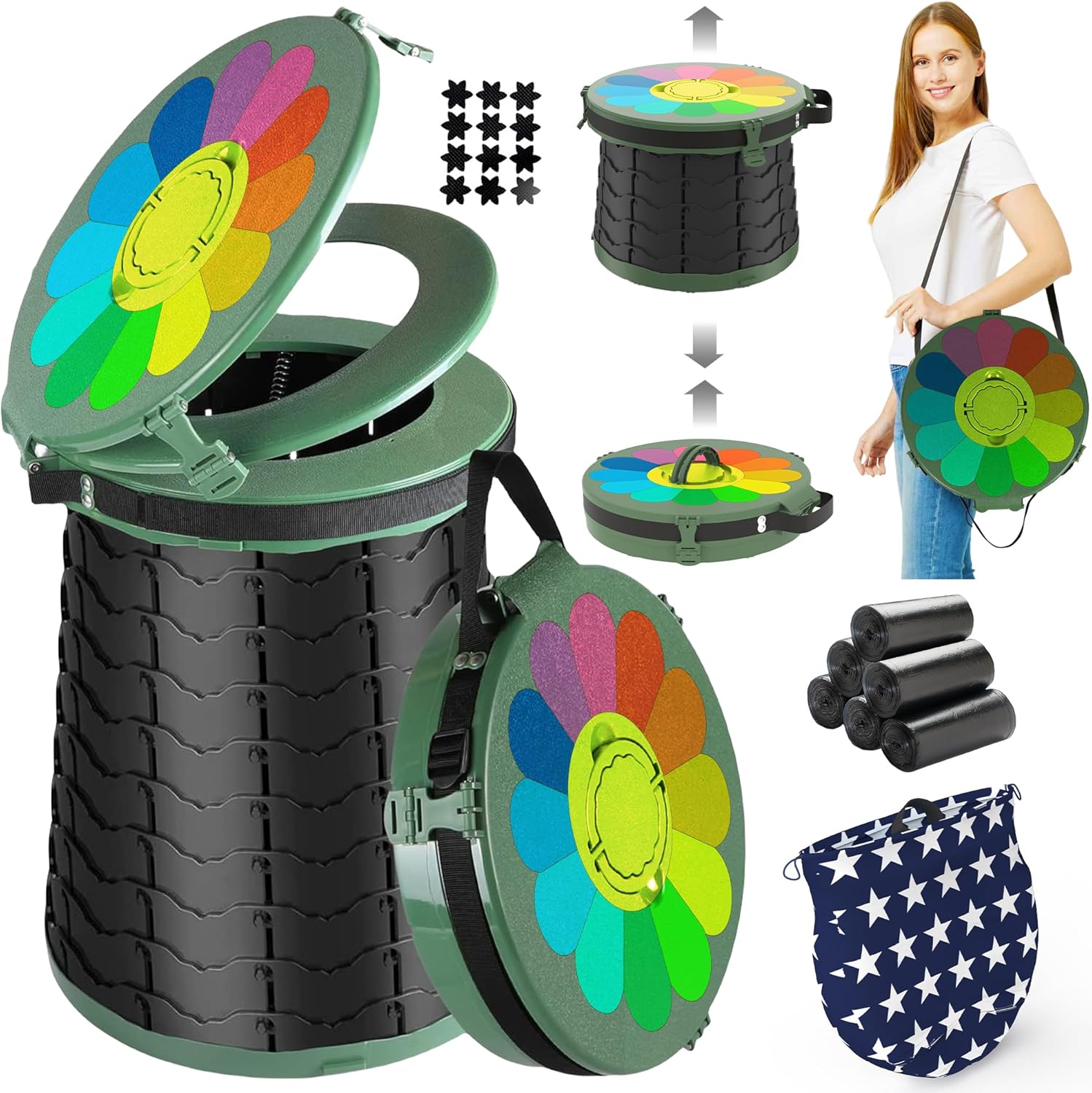 Compact Camping Toilet with Adjustable Leg Height - Halri