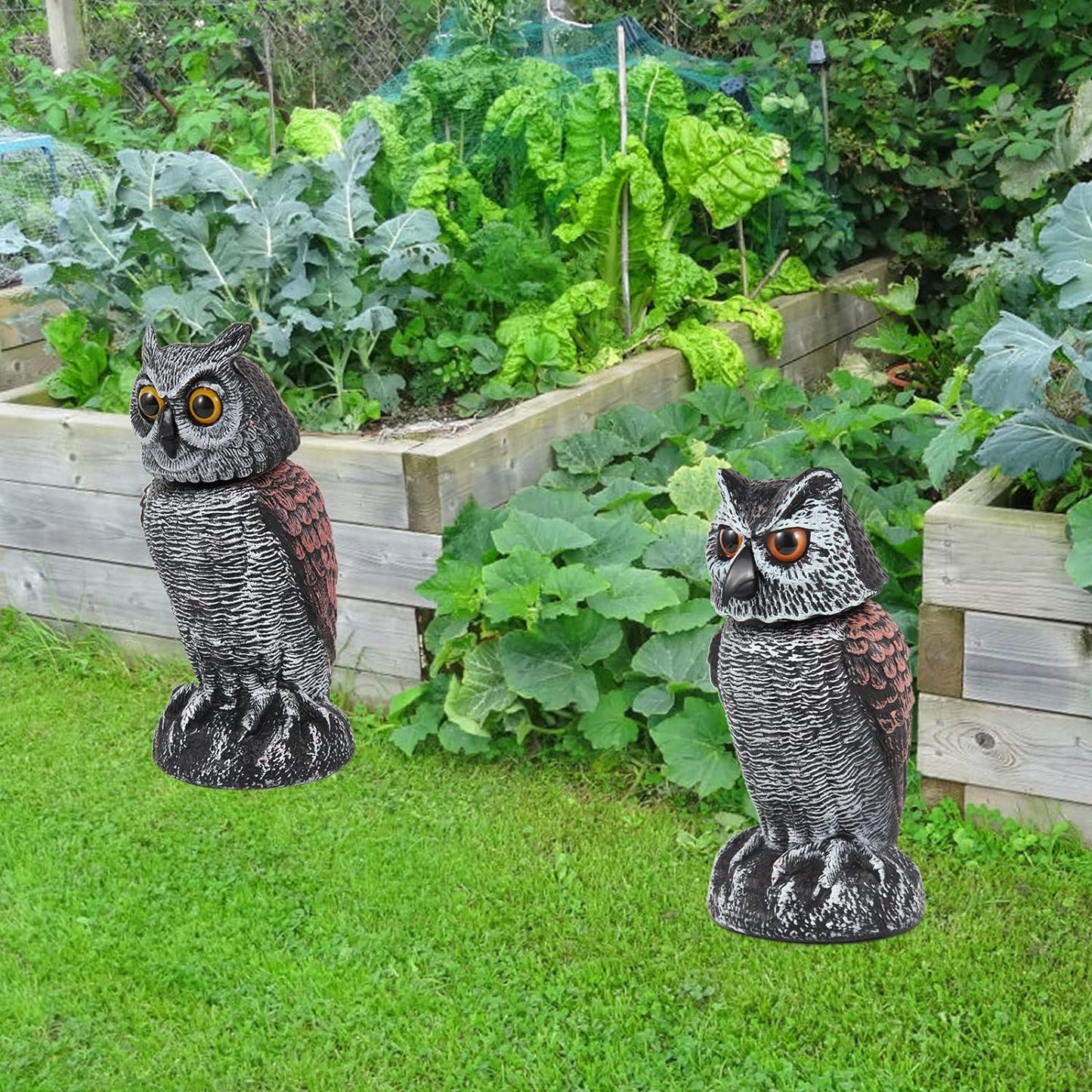 2 Pack Rotating Owl Decoy Bird Scarer