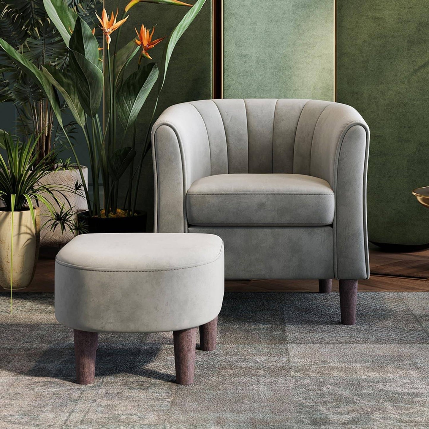 Comfortable Living Room Chair with Stool - Halri