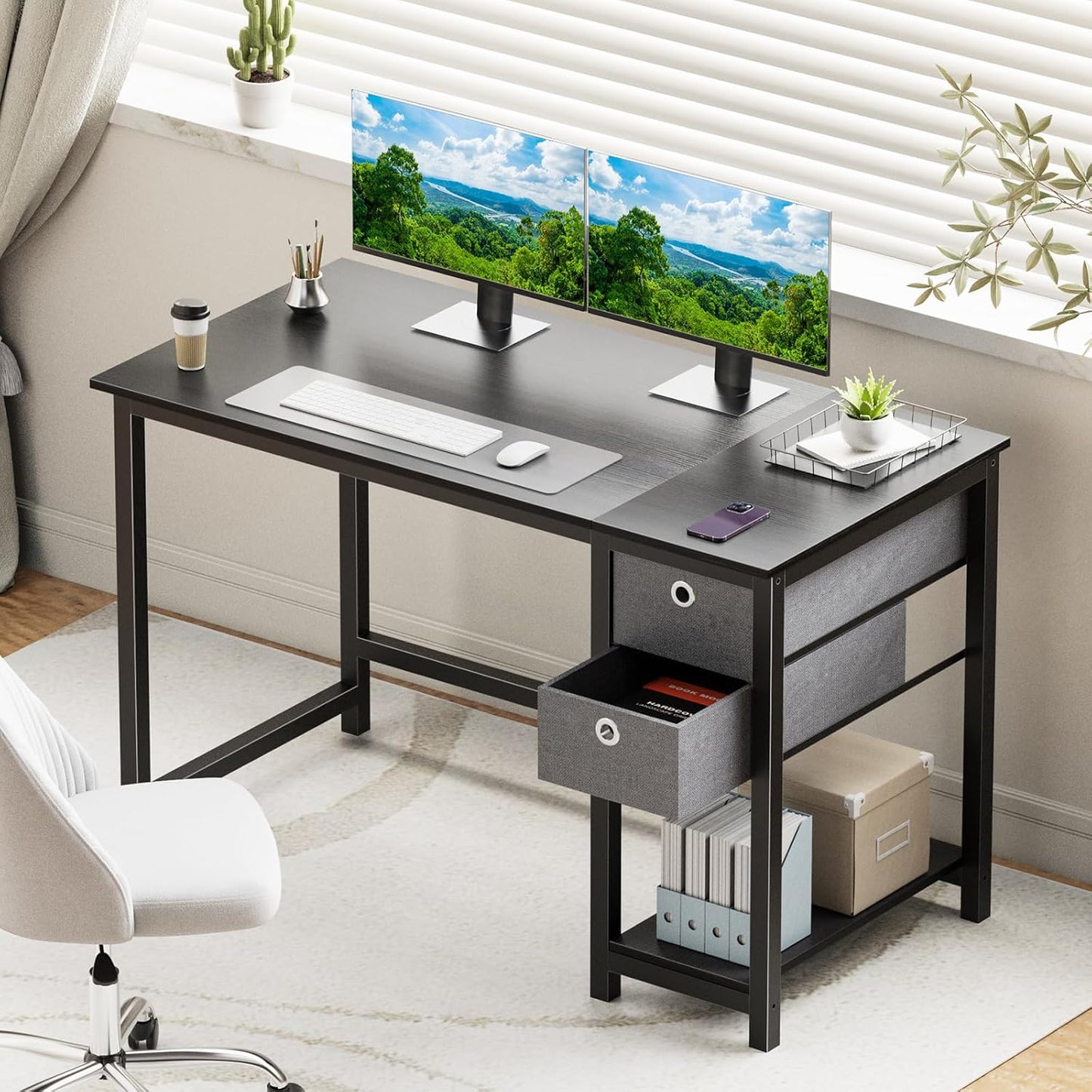 Compact Home Office Desk with Storage