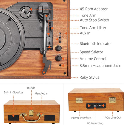 Retro Suitcase Design Portable Vinyl Record Player