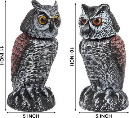 2 Pack Rotating Owl Decoy Bird Scarer