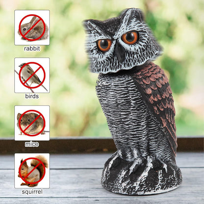 2 Pack Rotating Owl Decoy Bird Scarer