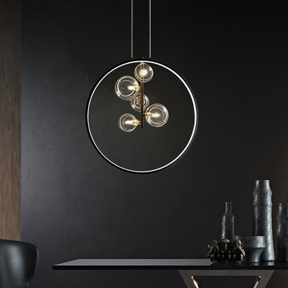 Elegante schwarze Glaskugel-Pendelleuchte