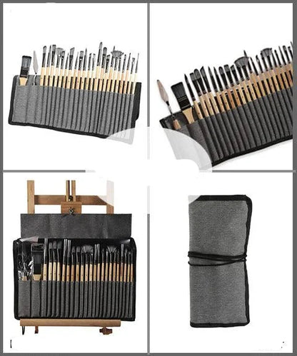 Ultimate 24-Piece Art Brush Set for Acrylic Oil Watercolor