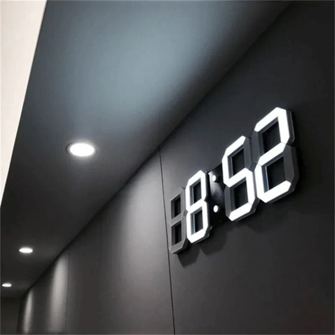Stylish 3D LED Wall Clock - Bright Digital Display - Halri