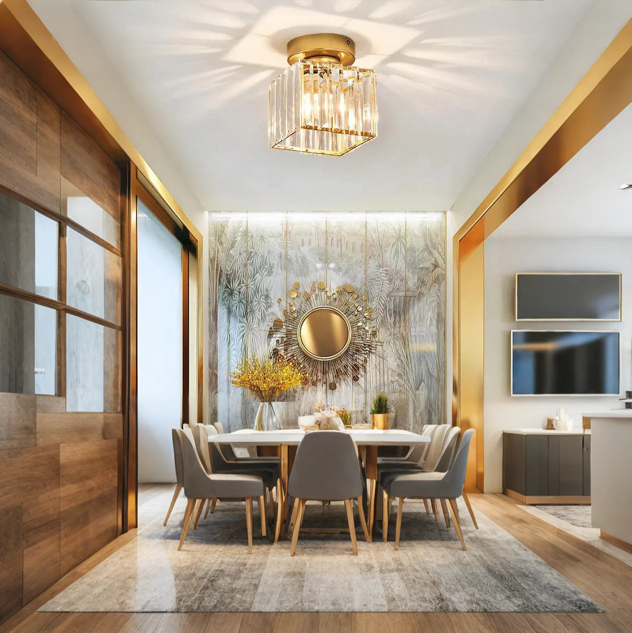 GlareFusion Modern Nordic Crystal Glass LED Ceiling Light