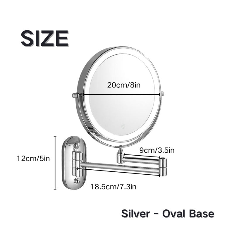 Rechargeable LED Lighted Wall Mount Mirror