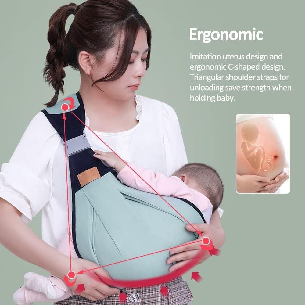 Adjustable Baby Wrap Soft Newborn Sling with Ergonomic Design, C-Shaped Back Support, Safe for Babies 1 Months+